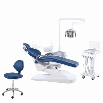Chaise de traitement dentaire de couleur grise Unité d'appareillage mobile Design de plateau d'instruments Chaise dentaire avec souvenirs