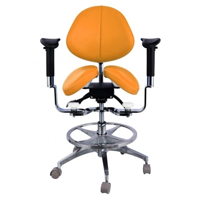 Assise en selle divisée ergonomique Tabouret dentaire de luxe en micro-fibres en cuir dentaire Chaise en selle pivotante