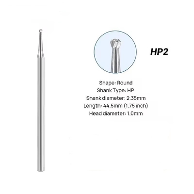 Tungstène HP Polissage Carbide Bur 2,35 mm Dental HP Carbide Bur Pour la pièce à main droite