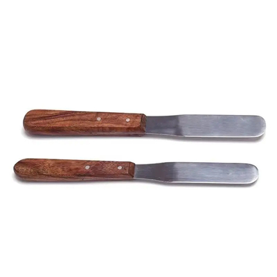Matériau dentaire en acier inoxydable mélangeant spatule poignée en bois laboratoire dentaire plâtre dentaire spatule
