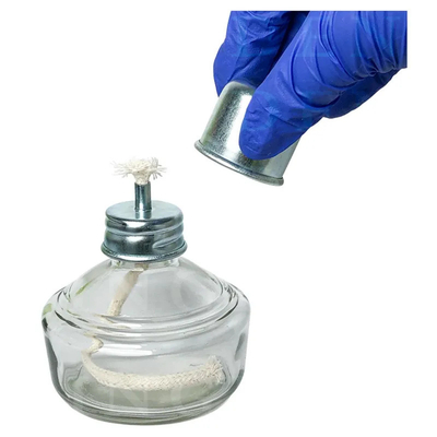 Lampette à alcool en verre de laboratoire dentaire 120 ml lampe à spirits bouchon métallique lampe à alcool avec mèche tissée