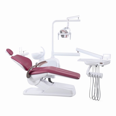 Conception économique Unité de chaise dentaire en cuir en PU avec plateau d'opération monté vers le bas