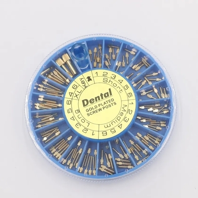 Utilisation du traitement vis dentaire en acier inoxydable poste d'instrument dentaire endodontique assortiment vis plaqué or poste 120pcs par boîte