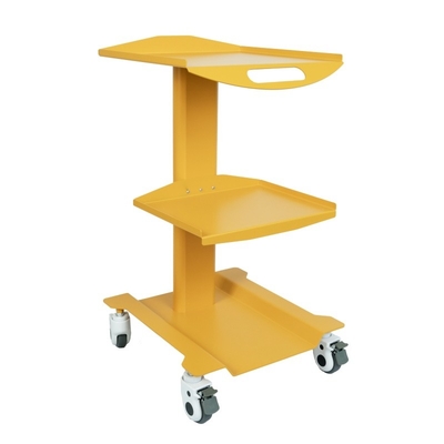 Salon de beauté Trois-couches de panier Clinique dentaire Hôpital Chariot mobile Conception personnalisée Acceptez le panier mobile dentaire de couleur jaune