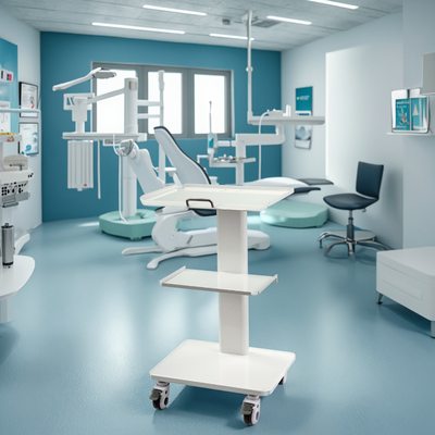 Chariot de dentiste en acier inoxydable Chariot de laboratoire mobile multifonctionnel avec prise intégrée 3 couches Chariot mobile