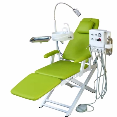 Unité de chaise portable dentaire légère Chaise pliante mobile avec lumière LED Travail avec unité de turbine portable