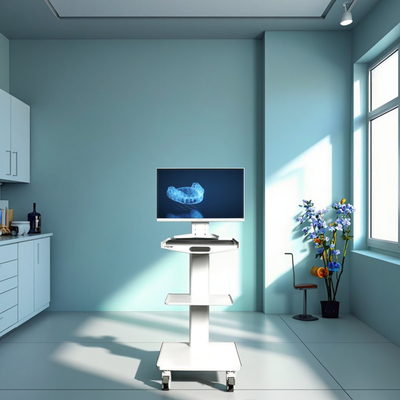 Scanner d'oreille d'hôpital Chariot d'infirmière mobile 3 couches Chariot dentaire Chariot mobile en acier inoxydable avec prise intégrée