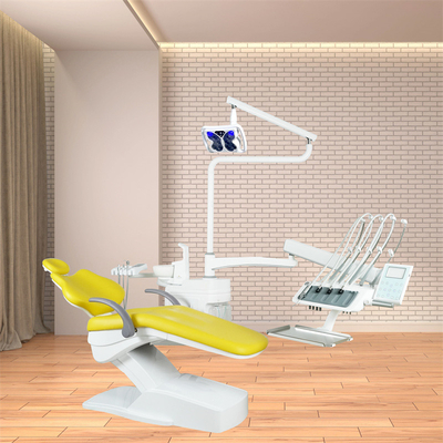 Fabrique d'Anzhe Unité de chaise dentaire de nouvelle conception avec fonction de blanchiment des dents Opération Unité dentaire en PU jaune lumineuse suspendue