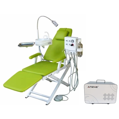 Chaise dentaire pliable légère avec turbine suspendue Chaise de traitement dentaire mobile avec compresseur d'air portable de 550W