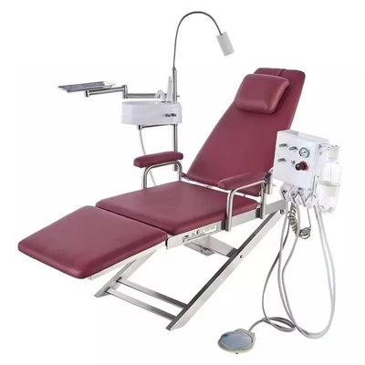 Chaise dentaire pliable légère avec turbine suspendue Chaise de traitement dentaire mobile avec compresseur d'air portable de 550W