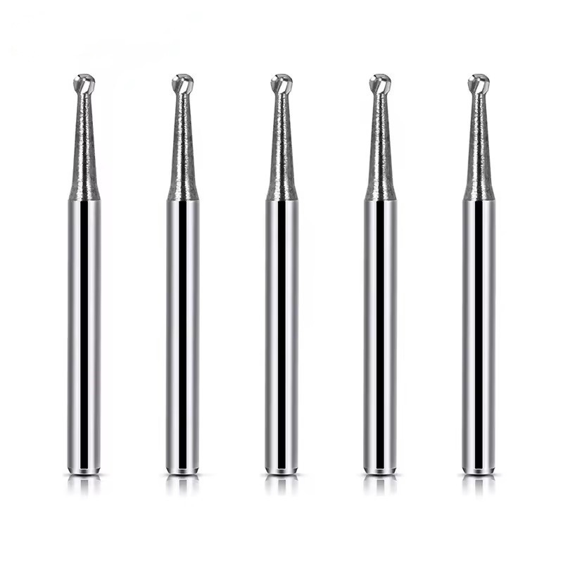 10pcs/ boîte Polissage médical Bur Tungstène Carbide dentaire Bur boule forme Carbide Burs pour les prothèses dentaires