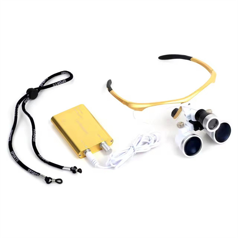 Verres de grossisse chirurgicaux sans fil avec phare LED Légère poids Dentistique 3,5X Loupes chirurgicales