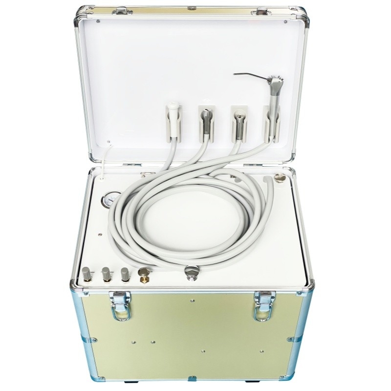 Unité de distribution dentaire portable avec système de compresseur d'air Unité dentaire mobile de 550 W Valide Mini-turbine de traitement dentaire