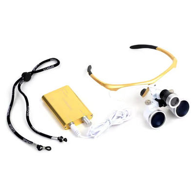 Verres de grossisse chirurgicaux sans fil avec phare LED Légère poids Dentistique 3,5X Loupes chirurgicales