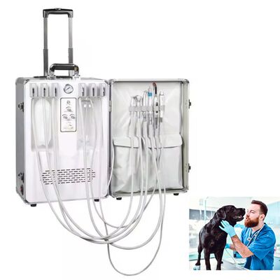 Unité dentaire mobile de traitement des dents d'animaux de haute qualité. Unité vétérinaire portable de style bagage avec compresseur d'air complet.