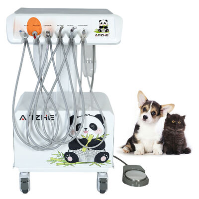 Unité dentaire vétérinaire portable avec compresseur d'air sans huile silencieuse tout en un poste de travail dentaire vétérinaire avec lumière de traitement par échelle à ultrasons LED et système d'aspiration pour les cliniques animales