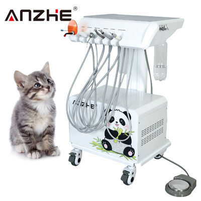 Unité dentaire vétérinaire portable tout en un avec compresseur d'air, échelleur à ultrasons, système d'aspiration à lumière de guérison à LED, équipement dentaire pour animaux de compagnie mobile pour hôpital pour animaux de compagnie