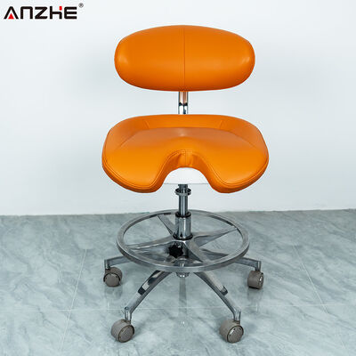 Tabouret dentaire réglable avec siège en selle, fauteuil médical d'opérateur avec revêtement en cuir microfibre et base en alliage d'aluminium