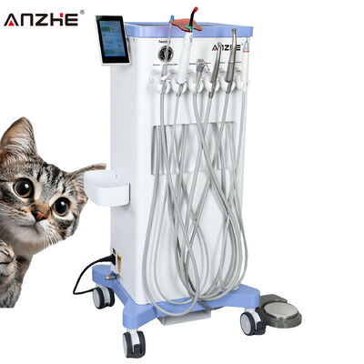 Unité dentaire vétérinaire portable avec moteur électronique 1:5 en fibre optique à angle inverse Chariot dentaire vétérinaire avec étalon à aspiration et lumière de séchage LED