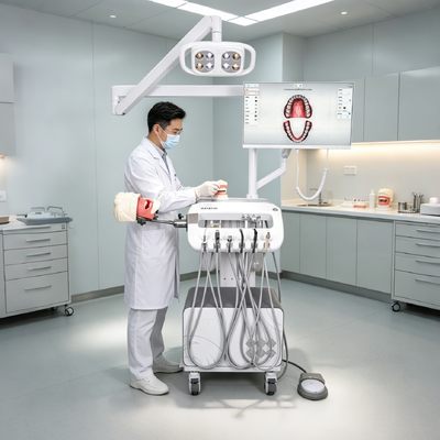 Un bon prix. Unité dentaire portable avec caméra orale HD, compresseur d'air 550W et tête fantôme de simulation pour la formation dentaire en ligne