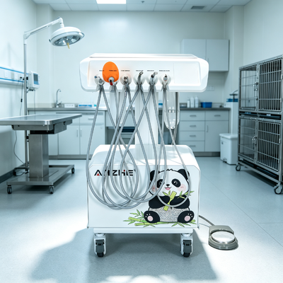 Unité dentaire vétérinaire électrique portable avec compresseur d'air Équipement dentaire pour animaux mobiles avec lampe de durcissement et aspiration à LED