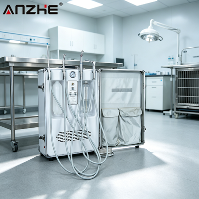 Un bon prix. Unité dentaire ANZHE Coffre-fort Top configuration Unité dentaire mobile avec compresseur d'air intégré de 550W pour la clinique dentaire et vétérinaire en ligne