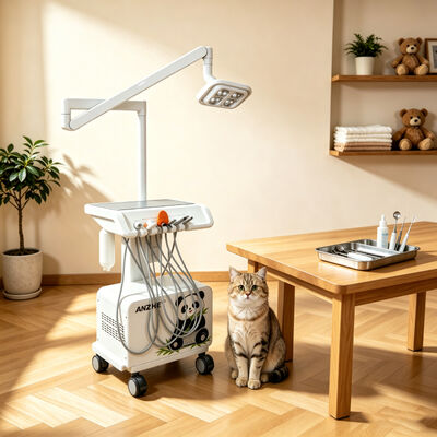 Portable Veterinary Dental Unit with 8 LED Dental Lamp Built in Air Compressor Scaler Curing Light Suction Mobile Workstation
