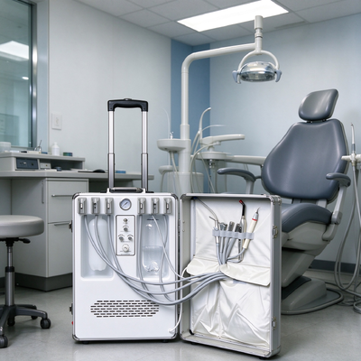 Un bon prix. Unité dentaire portable avec réservoir d'air en acier inoxydable de 6 litres et double tension 110V/220V pour les traitements dentaires mobiles en ligne