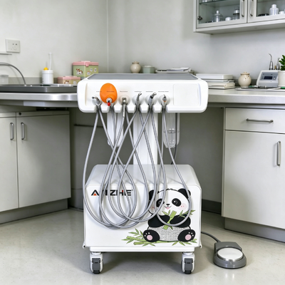 Unité dentaire vétérinaire mobile 550W compresseur d'air sans huile unité dentaire portable pour animaux de compagnie avec aspiration et lampe de polymérisation LED